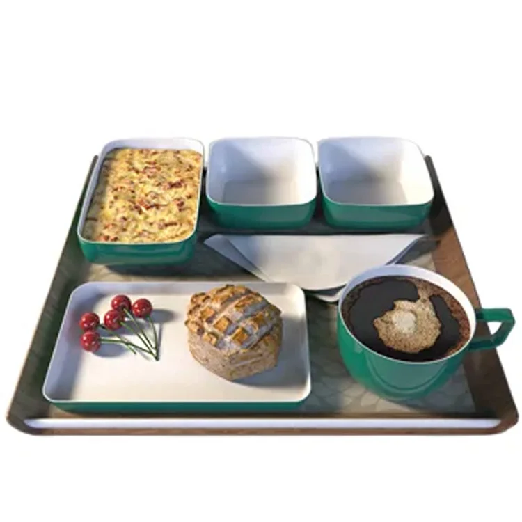 Economy Class Tray Set-up Inflight Rotables Inflight Tablewares Airline Cabin Meal Rectangle Serving Tray Set