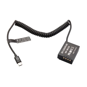 Fujifilm NP-W126 DC Coupler Dummy Battery + Type C Spring Cable for Fujifilm X XT XH1 XM1 XA XE X-Pro HS Series Camera