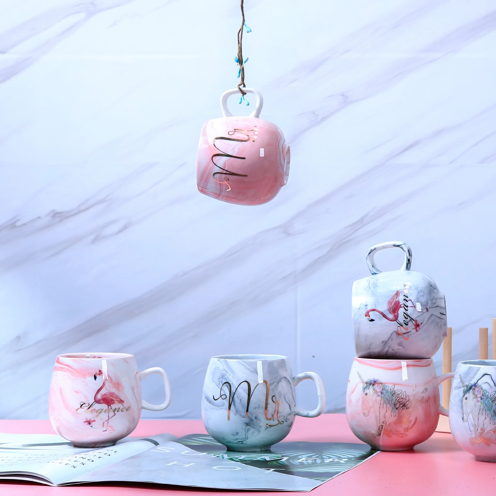 Tasse Chat Mignon 300ml Avec Couvercle - Céramique Rose | Set Petit Déjeuner Cadeau Fille