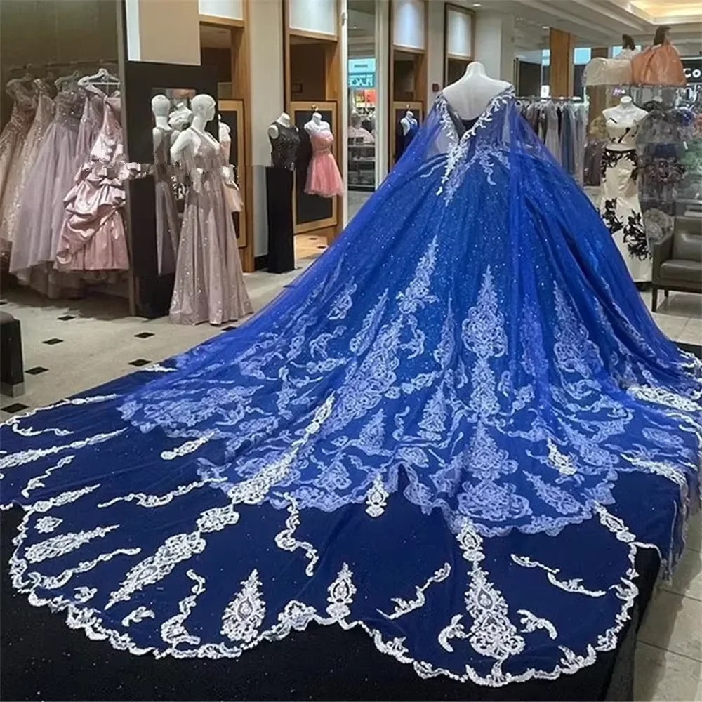 blue and white 15 dresses Amarra 54208 Long Quinceanera Dress White/Blue / 10