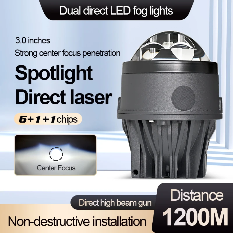 Bi Led Projector Lens High Low Beam Led Laser Fog Light Auto Accessories RS3 Customizable Logo 3.0inch for Car 35000lm Aluminum