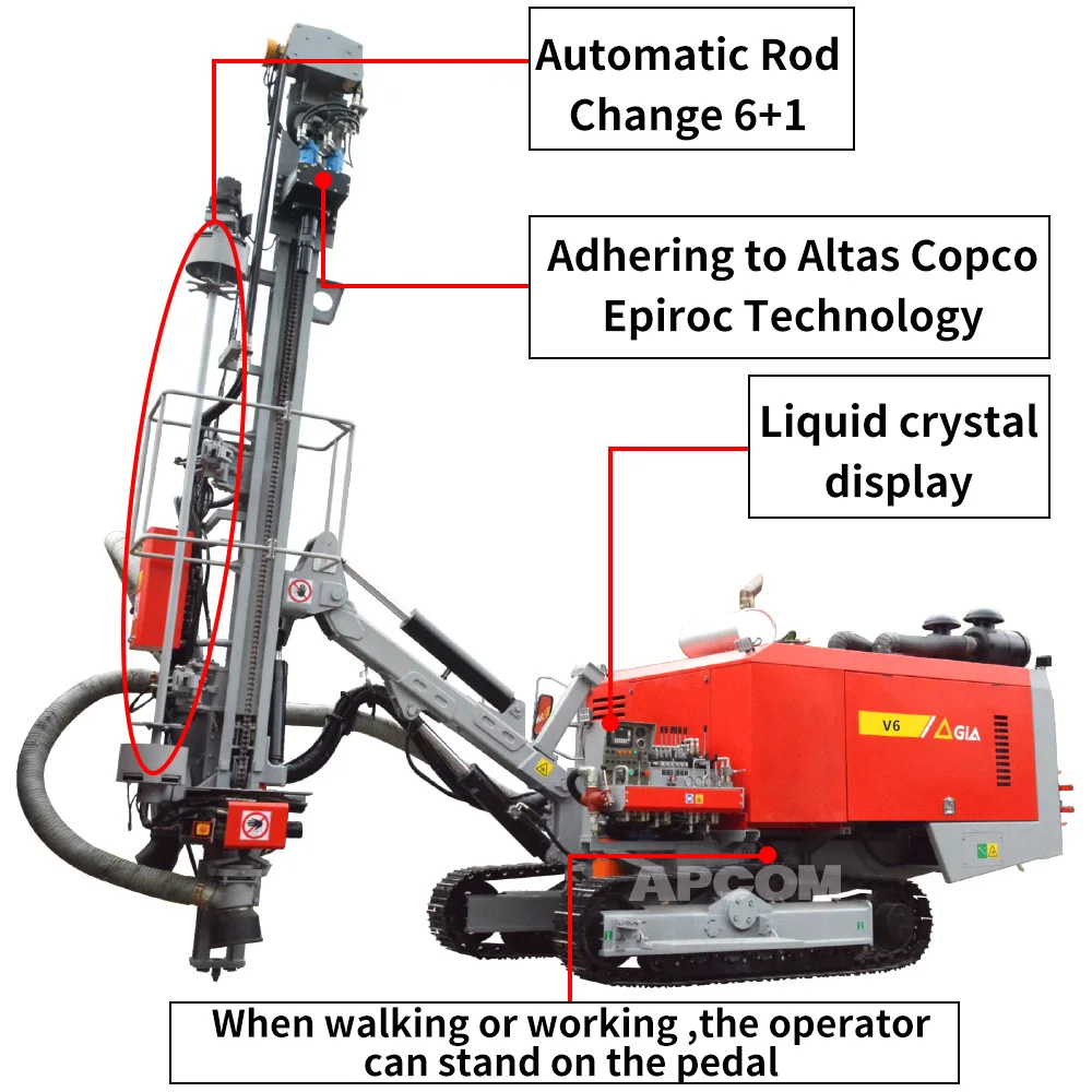 APCOM V6 DrillingRig Small Open Air DTH Portable Drill Rig DTH Hammer Ore Mine Drill Rig