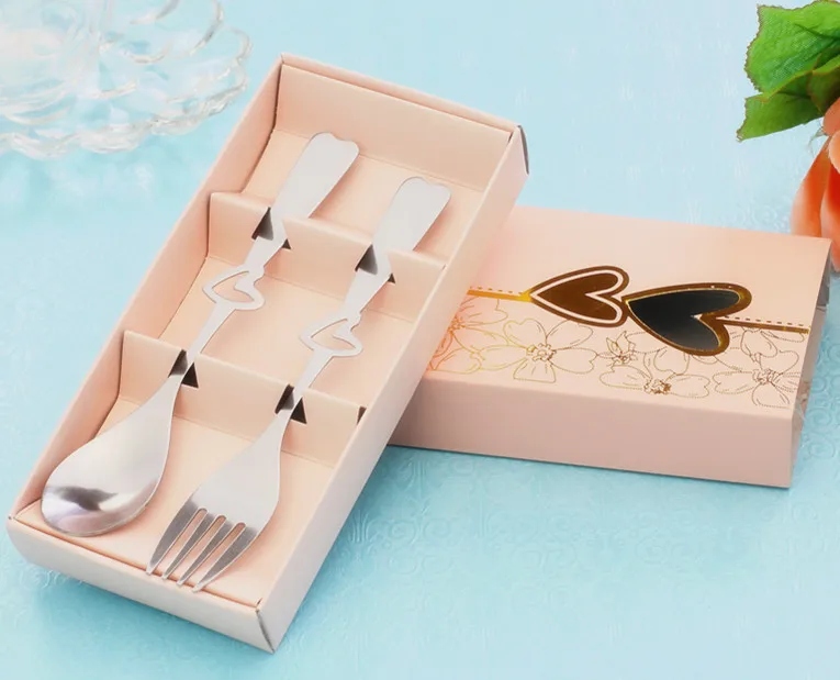 Most Sold Heart Shaped Spoon and Fork Set Wedding Favors Gifts for
