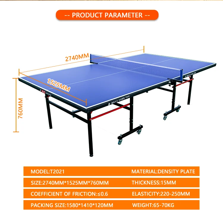 Factory Direct Table Tennis Table With Foldable And Movable Wheels Full