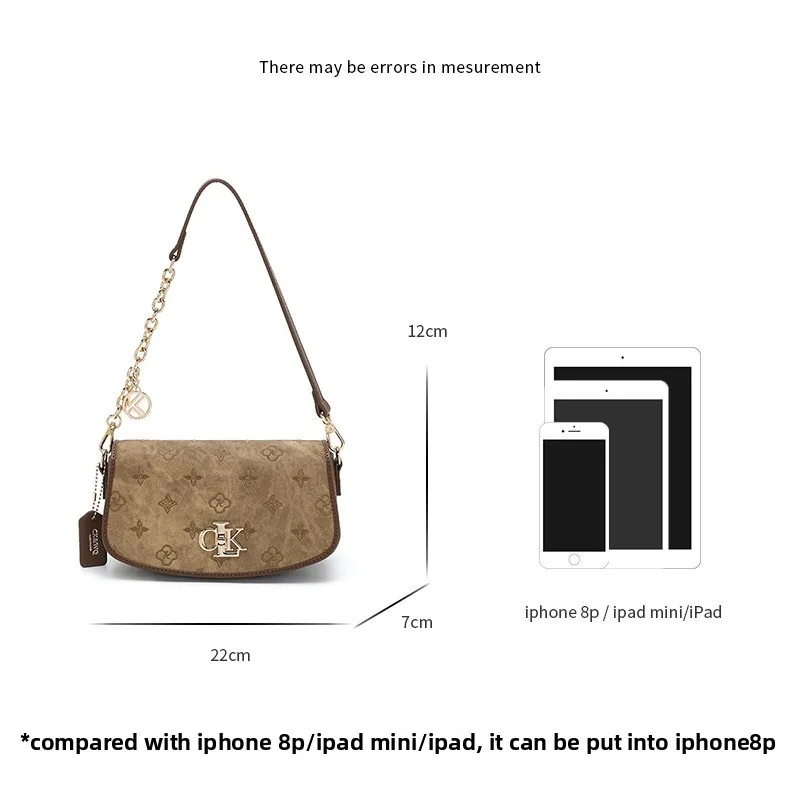 For WQ Women’s 2025 Autumn PU Polyester Messenger Bag High Color Underarm Niche Fashion Shoulder Clasp Closure Seam