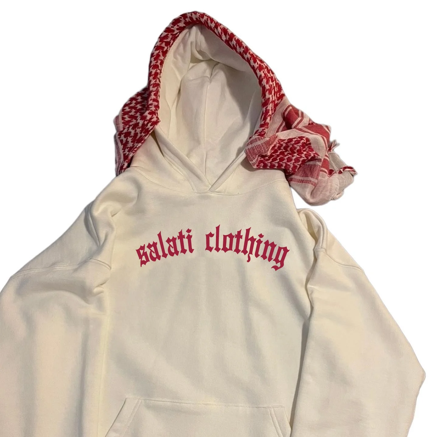 Salati Manufacturing Custom Pullover Raw Hem Heavy Cotton No String Screen Printed Logo Streetwear Unisex Men Hoodies With Scarf gallery 4