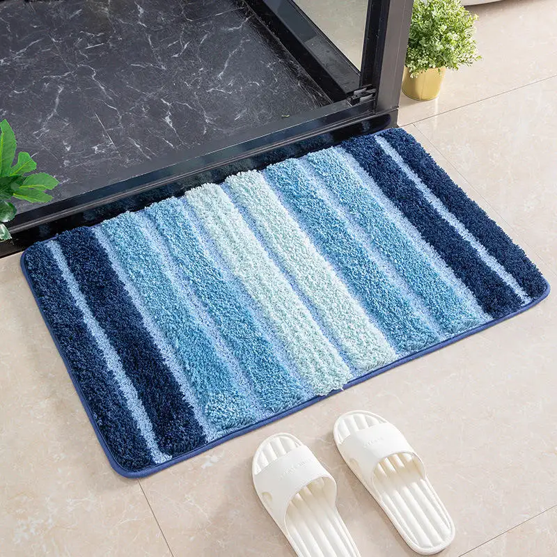 Custom Modern Rug Carpet Multicolor Stripe Bathroom Non Slip Mat Bedroom Living Room Washable Floor Mat