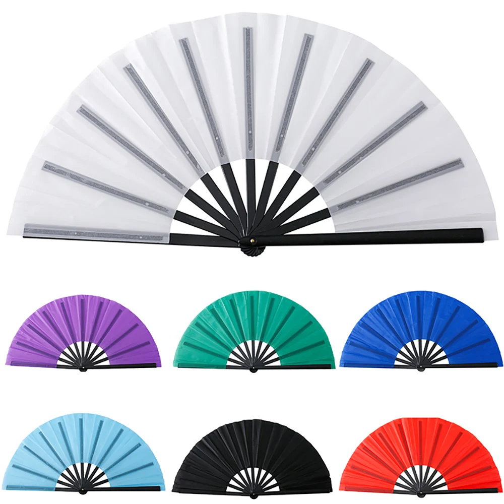 13inch Sublimation Clack Fan Blanks Hand Fans White Fan Black 33CM Polyester Plastic Fabric Folding Clacking