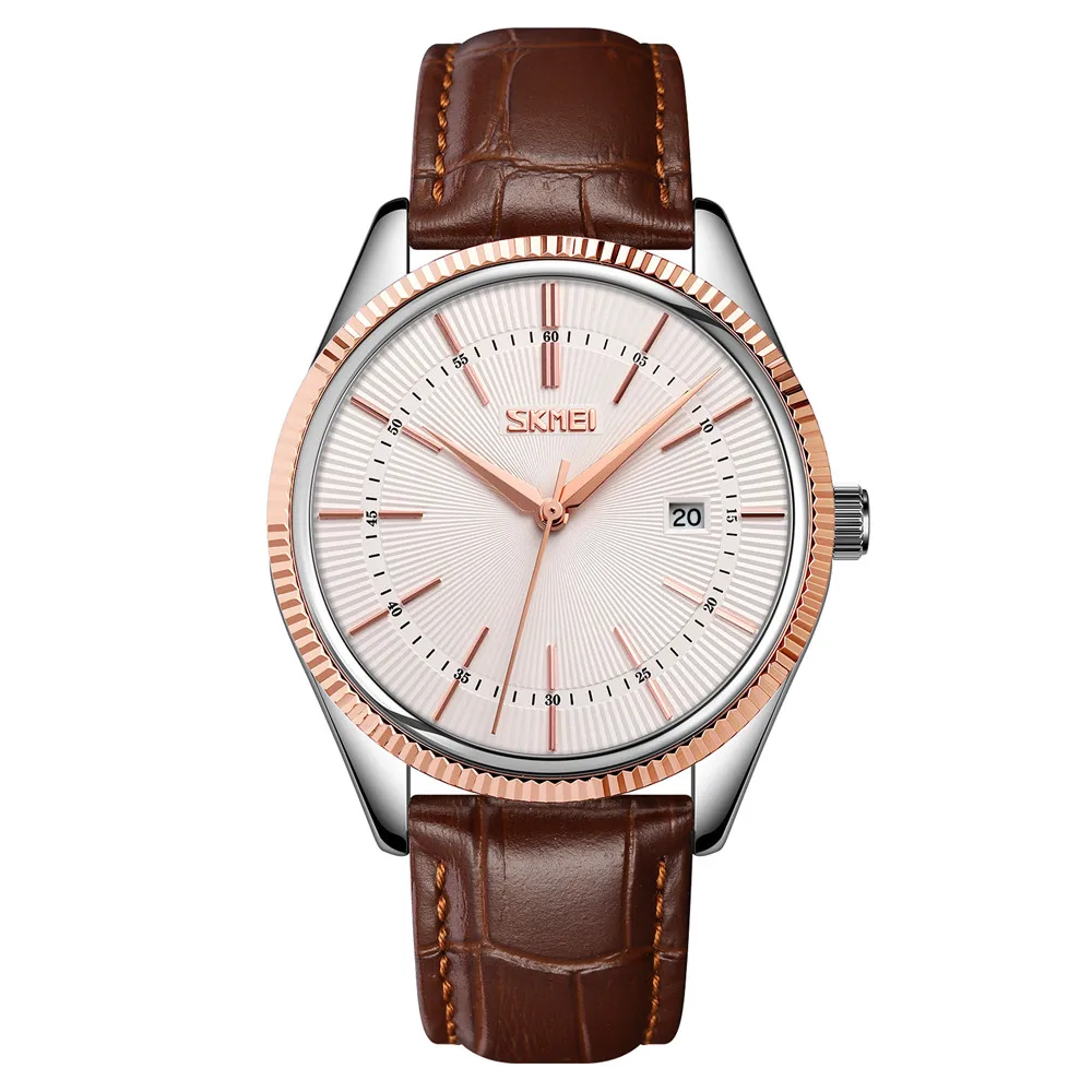 Skmei best sale leather watch