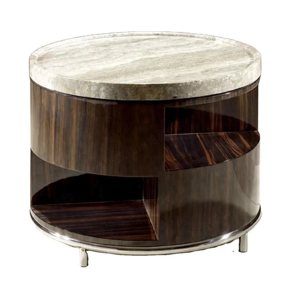 Luxury Natural Travertine Round Marble Top Corner Table Wooden Base End Table Side Table Buy Round Corner Table