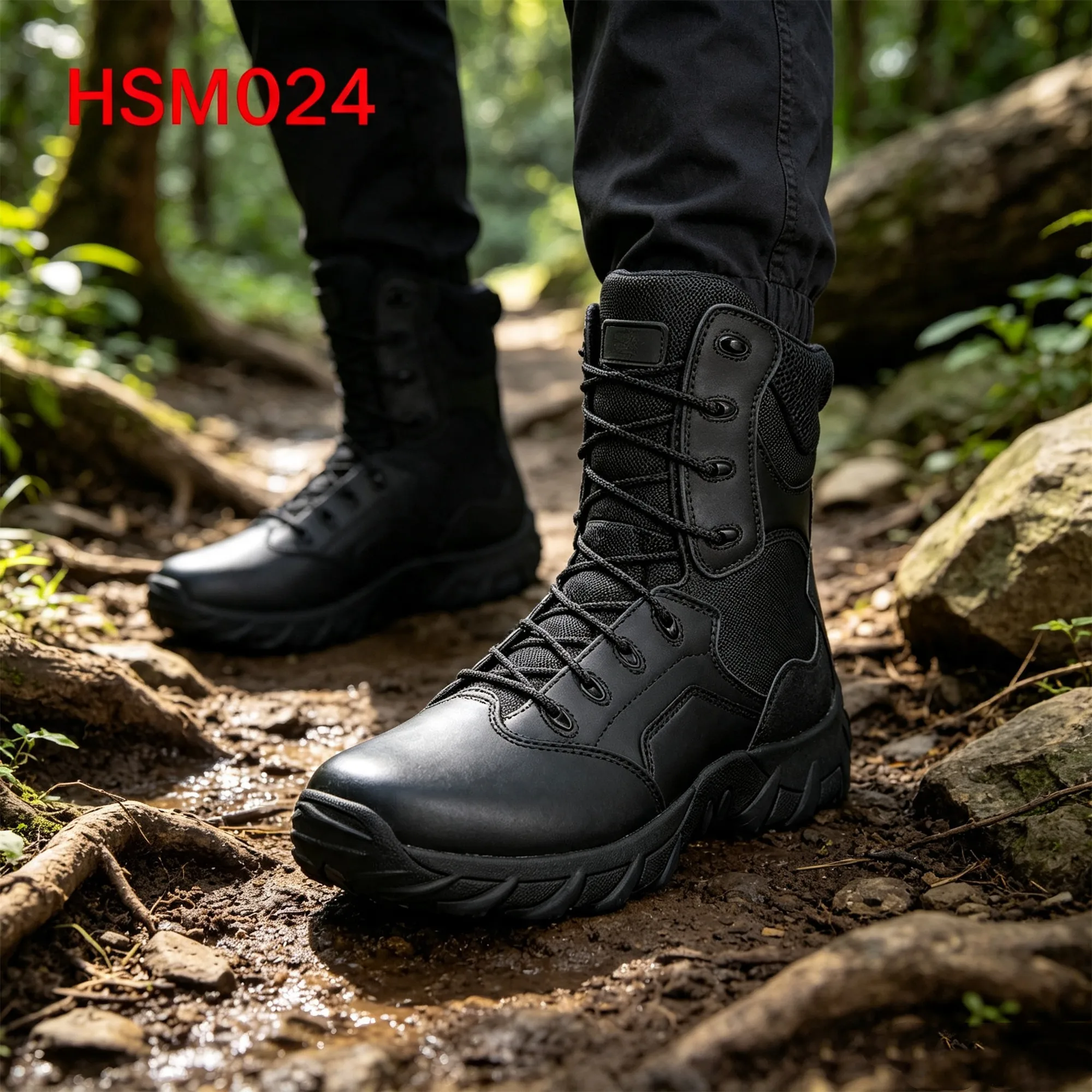 ZYF,Cool-dry Mesh Fabric Collar Black/sand Color Hua Singh Combat Boots Indestructible Rubber Outsole Men Leather Boots HSM024