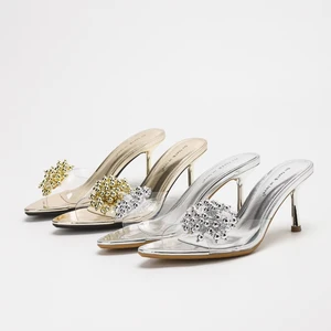 4302A-53 Sandals Wholesale Custom Open Toe Sexy Rhinestone Heels slippers Sandals Stiletto Heels for Women