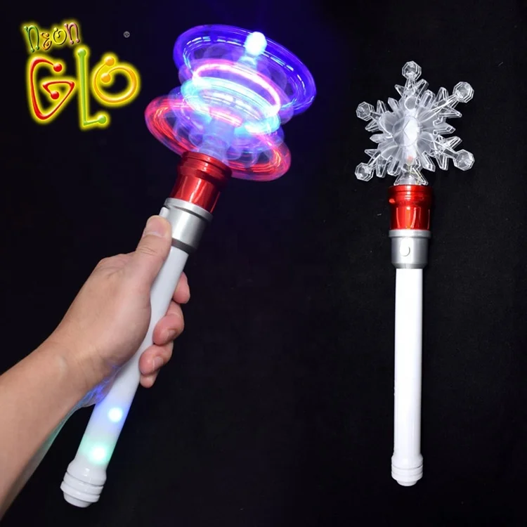Customized LED Magic Snowflake Light Wand for Girls PS Plastic Spinning Flashing for Parties Christmas Easter & Graduation