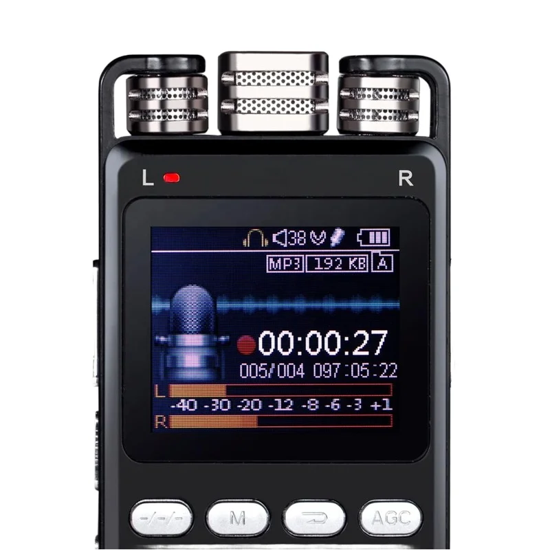 Portable Digital Voice Recorder 1536KBPS Stereo Audio Records in MP3 Wav REC Formats for Meetings and Lectures