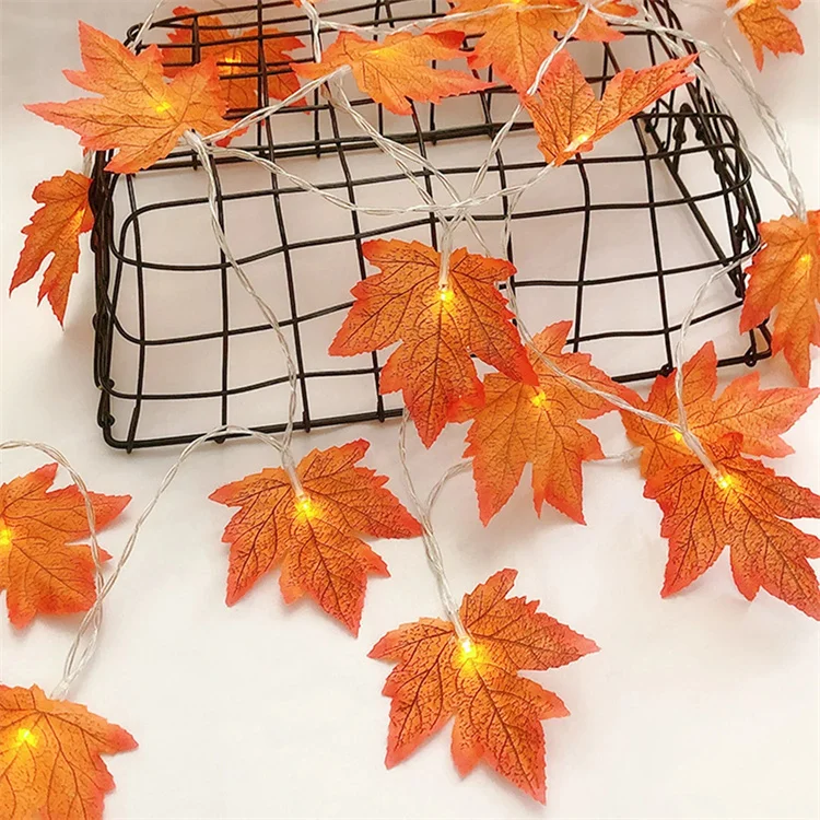 Fall Maple Leaf Garland LED Maple Leaves Fairy Lights Fall Garland Lights Waterproof Maple Leaf String Light
