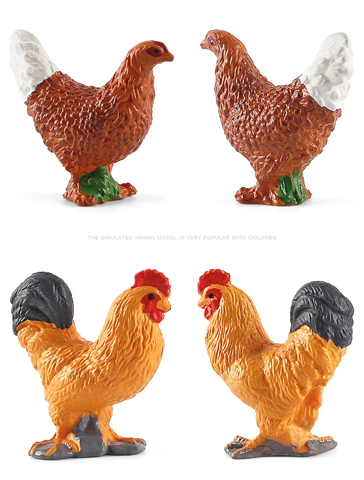 12pcs Realistic Simulated Poultry Action Figure Farm Dog Duck Cock