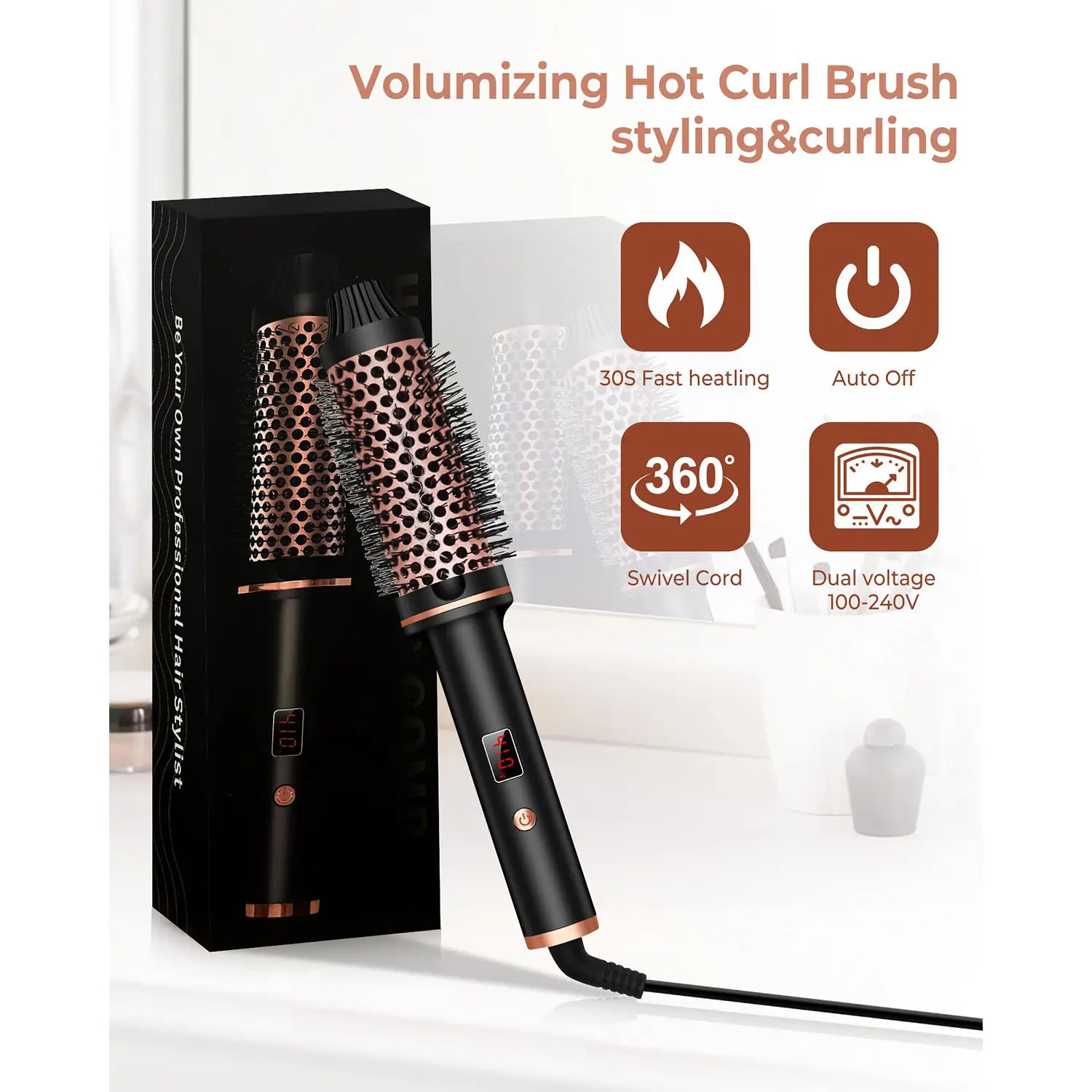 Custom 450f Hot Comb Hair Styling Round Brush With Negative Iron Hair