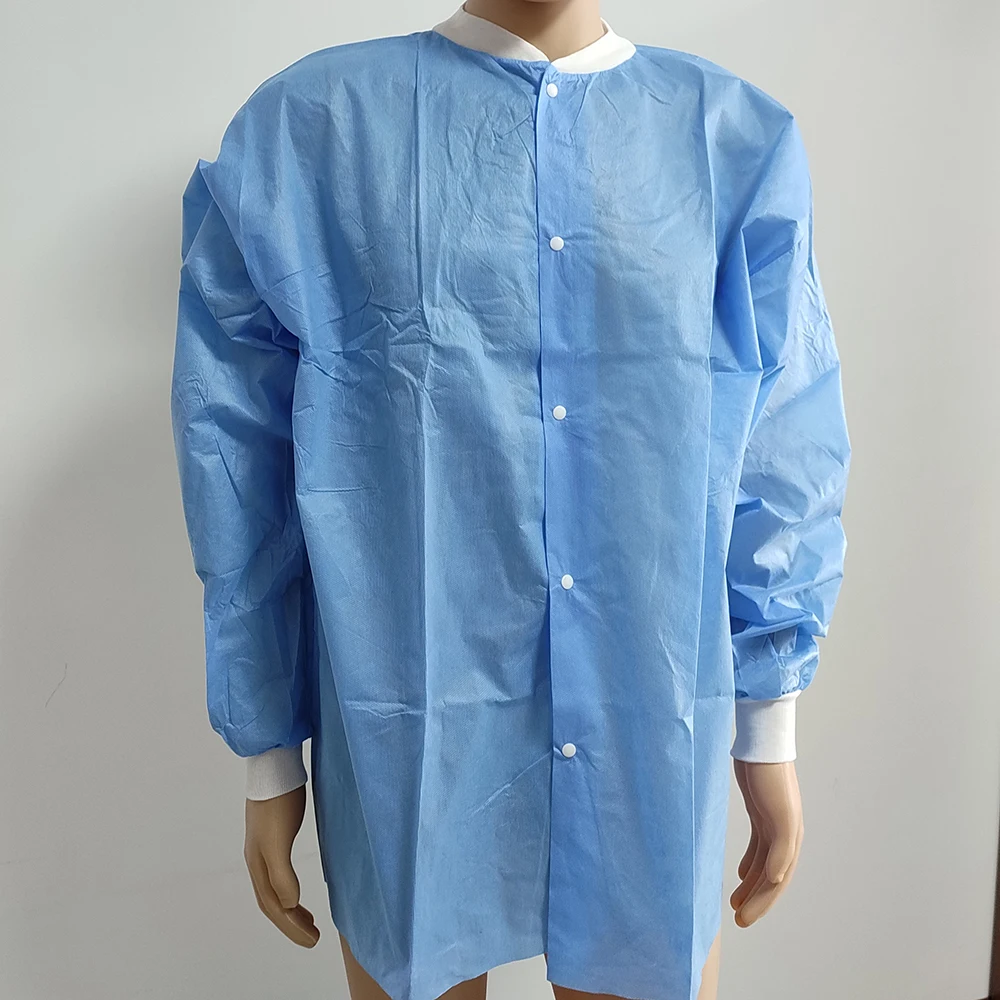 Medical Disposable Isolation Gowns Sms Pp Nonwoven Lab Coat With Press