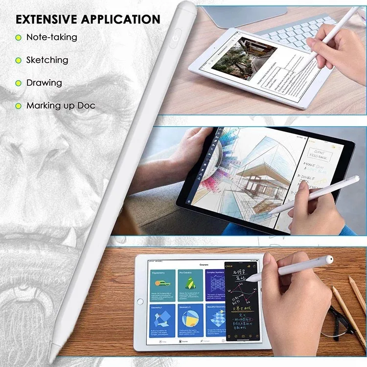 Новейшая функция наклона P6 6-го поколения с индивидуальным логотипом алюминиевый корпус перезаряжаемый стилус для отвода пальмы Apple ipad pro pencil