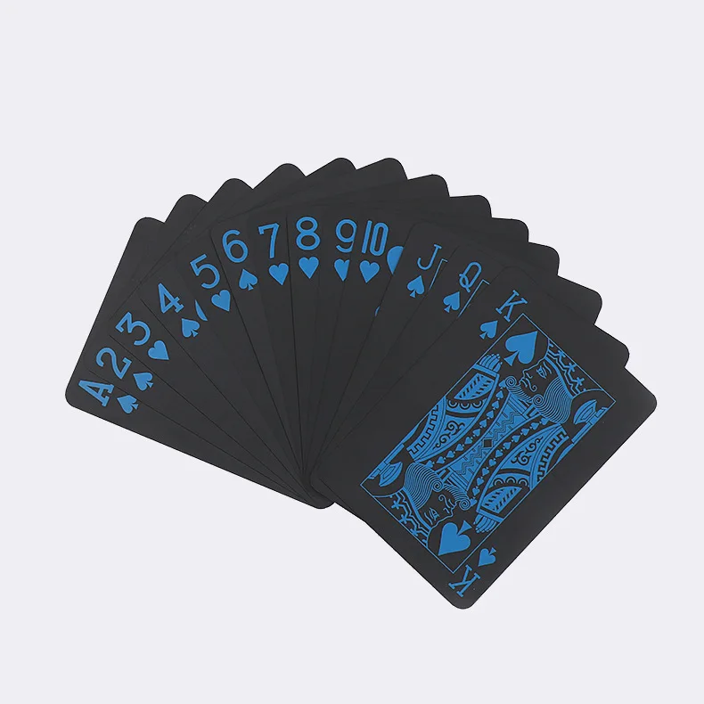 Пластиковые водонепроницаемые ПВХ покерные черные синие игральные карты ktv Подарочная колода для вечеринки прочные покеры золотые красные серебряные игры в покер с пользовательским логотипом