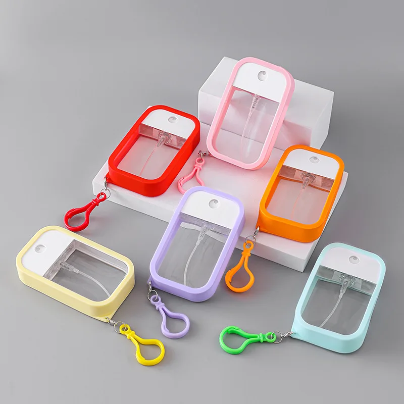 Pocket Square Hand Sanitizer Keychain Spray Bottle Refillable 50ml Flat Credit Card Shape Perfume Atomiser Spray Plastic Bottle