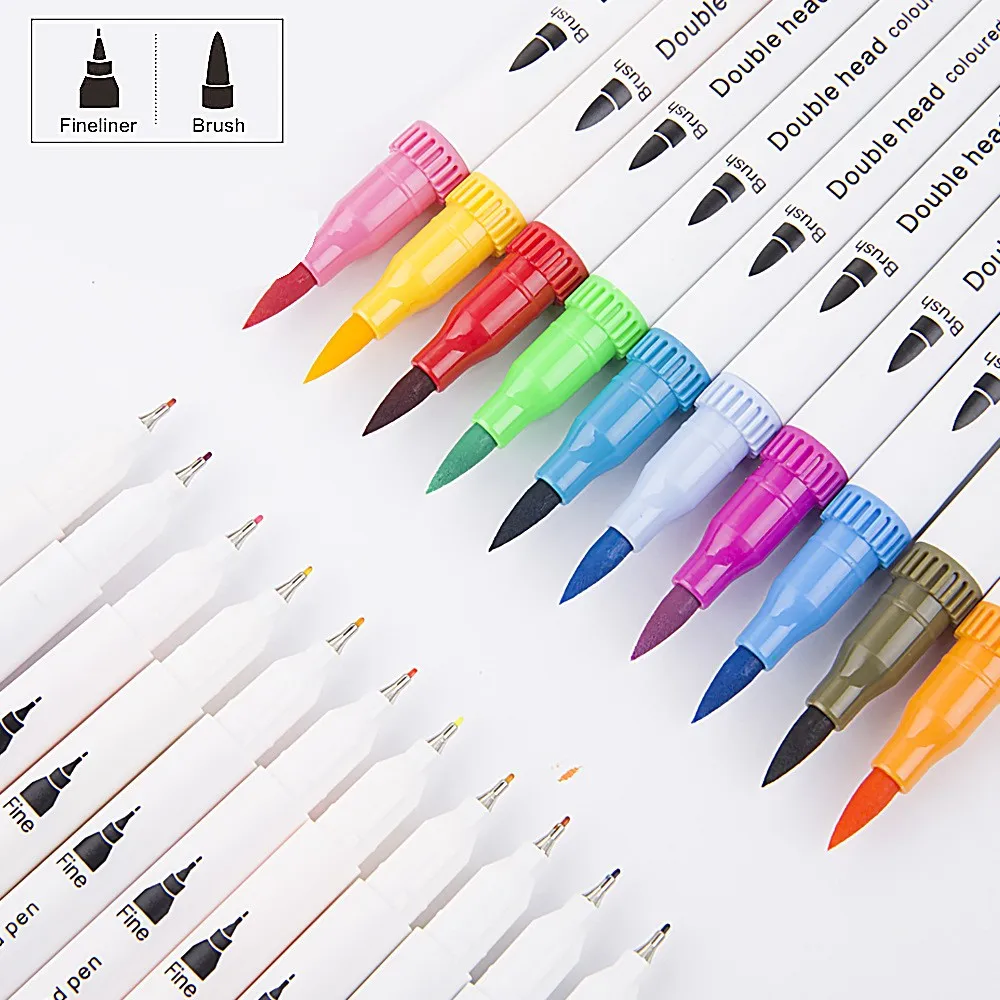 100 Colors Dual Tips Water Erasable Marker Pens Art Markers for Kids Highlighter Pen With Carrying Case for Drawing Art Pen Set