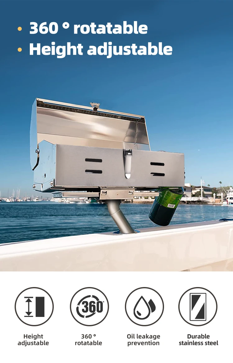 Homful Height Adjustment Rotating Marine Boat Grill Bbq Stand Barbecue Stainless Bbq Grill Gas