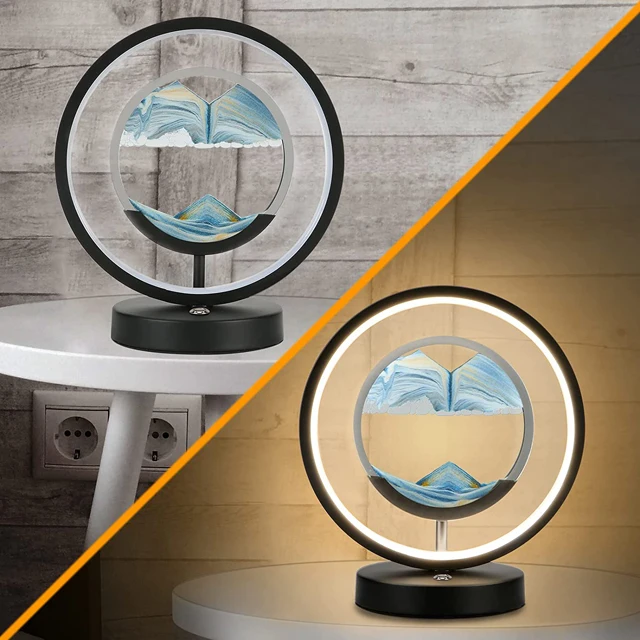 Hourglass Table Lamp Craft Quicksand 3d Natural Landscape Night Light