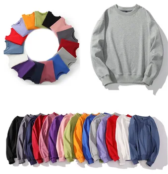 Couple Cotton Blend Blue Top Quality Wholesale Winter Long Sleeve Unisex Blank Plain Pullover Men's Hoodies & Sweatshirts