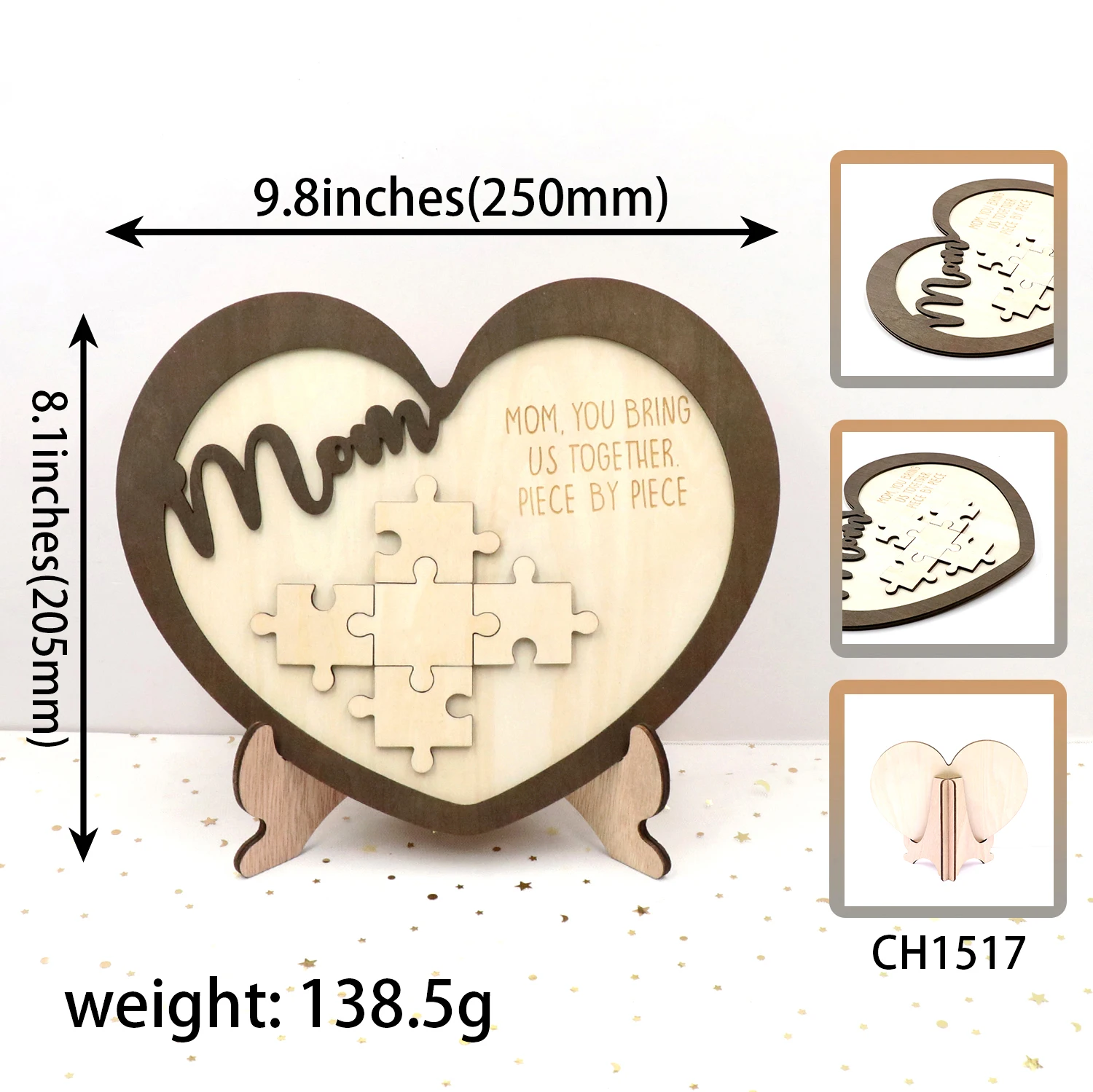 CH1519-Mother's Day Family Puzzle Frame Heart -Mom You Bring Us Together Piece By Piece Gift details