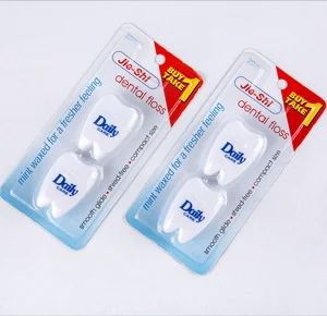Daily Care Top Selling Twin Pack Tooth Shape 10m Dental Floss 630D Nylon Fresh Mint Flavor Waxed Dental Floss for Oral Cleaning