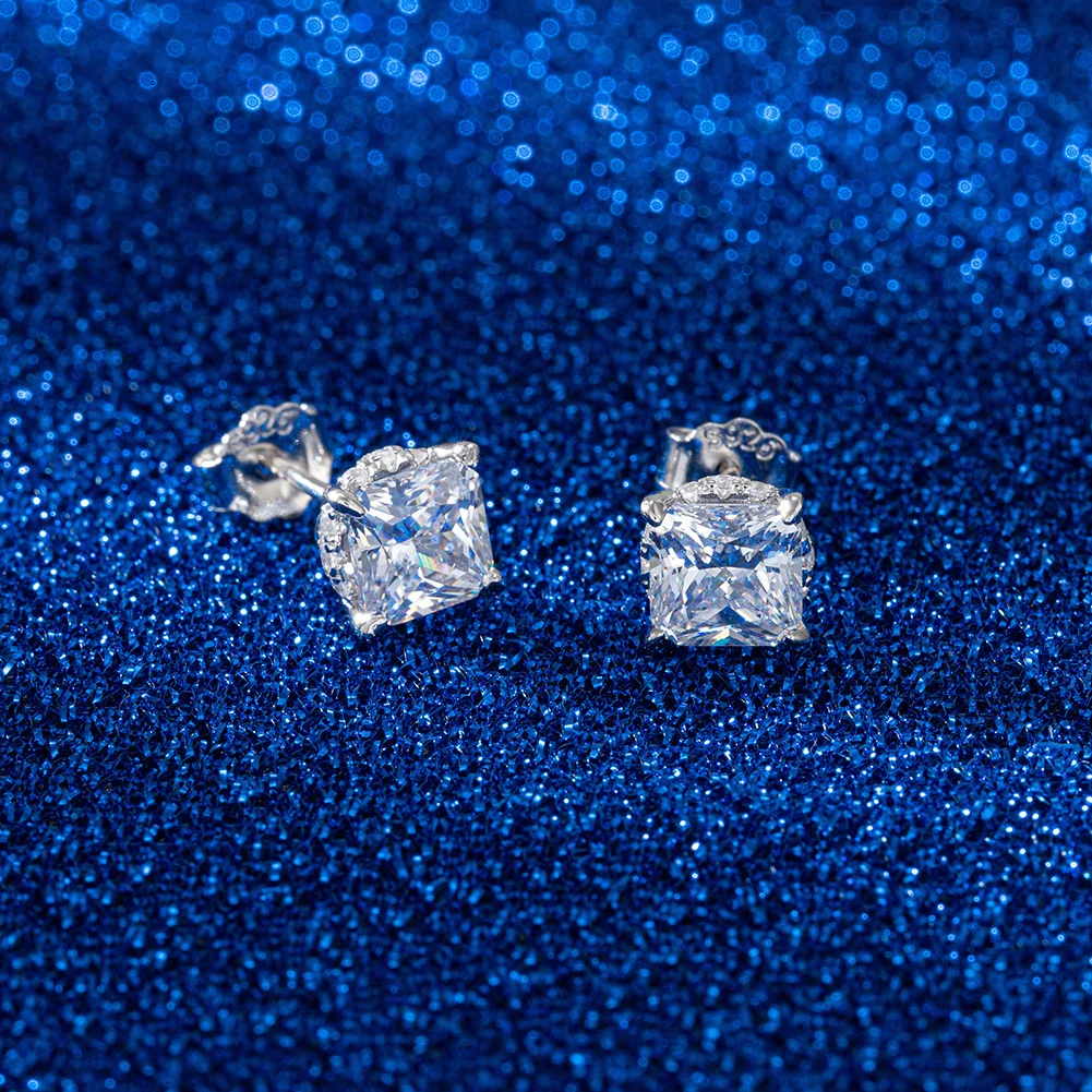 LZE01 New Arrival Hypoallergenic Stud Earring Princess Cut