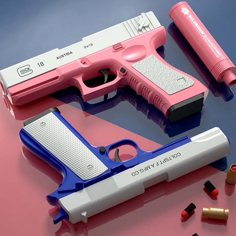 Shooting Toy Clip  EVA Manual Loading Plastic Small Soft Bullet Shell Ejection Gun Game