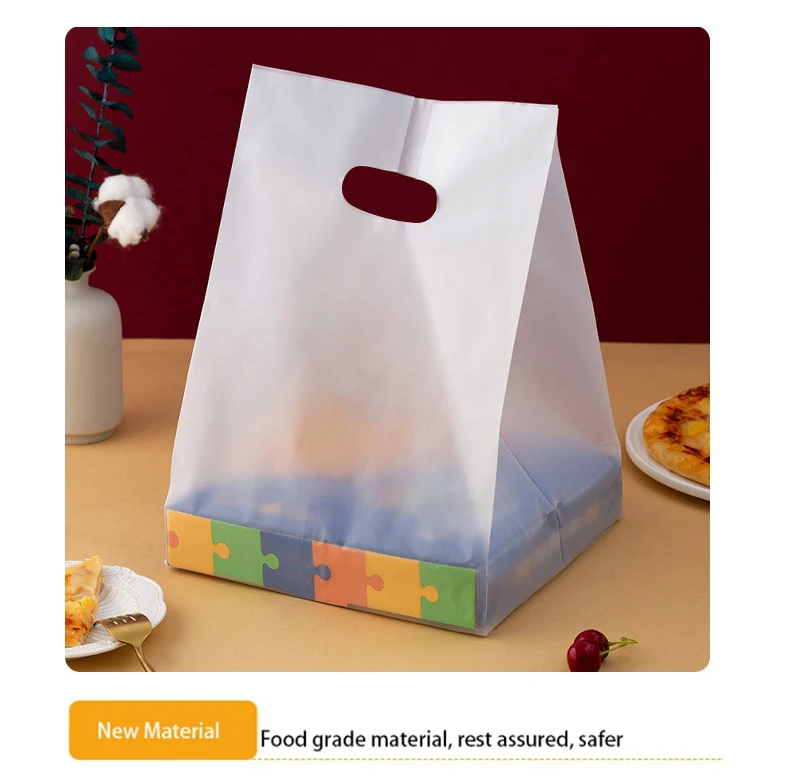 Jijid Clear Plastic Bag With Handle Large Food Container Packaging