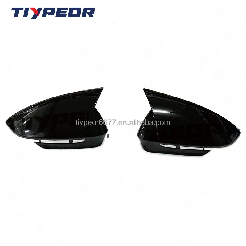 product tiypeor glossy black side rearview mirror cover trim for geely radar 6   auto exterior accessory with horn style-3