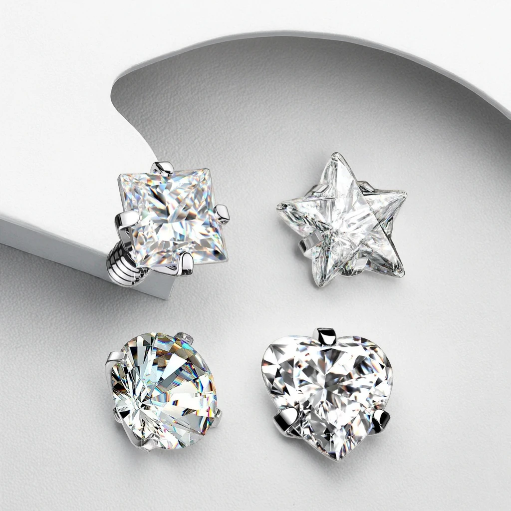 Heart Tops for Dermal Piercing Microdermal Piercing Dermal 16 Gauge Tops Microdermal Jewelry