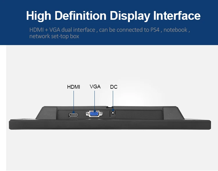 13.3 Inch LCD Display Computer Monitor Plastic Case LED Backlight 12V DC Input Wall Mount Desktop Industrial Monitor