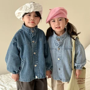 Customized Kids' Casual Denim Jacket Boys & Girls Summer Korean-style Fashionable Loose Fit Single-breasted Clothes for Kids