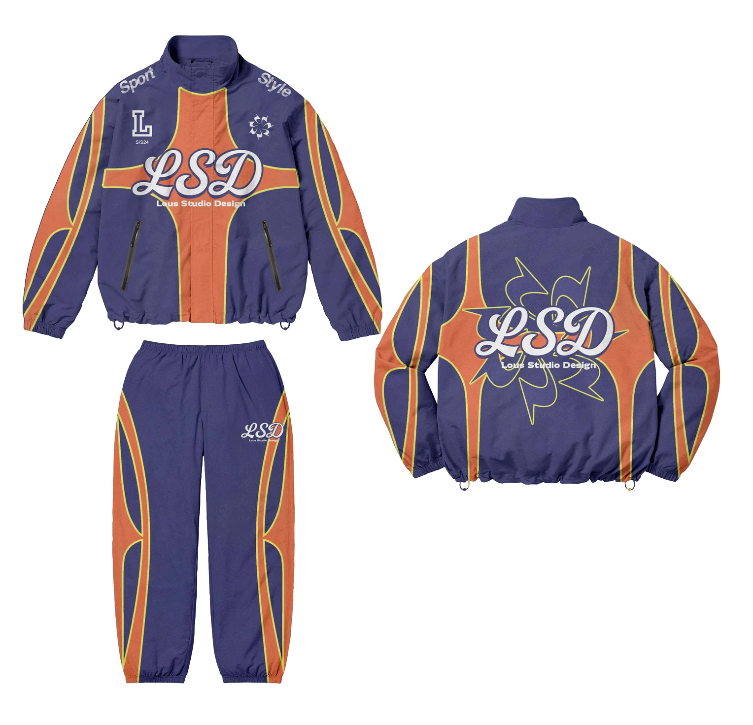 Custom 90S Retro Windbreaker Set Tracksuit - Nylon Spandex