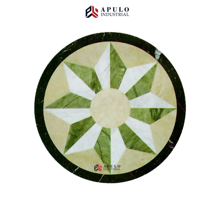 Factory Direct Sale Custom Design Round Marble Tiles Floor Stars Pattern Waterjet Hall Flooring 1200mm for Living Room Patterns