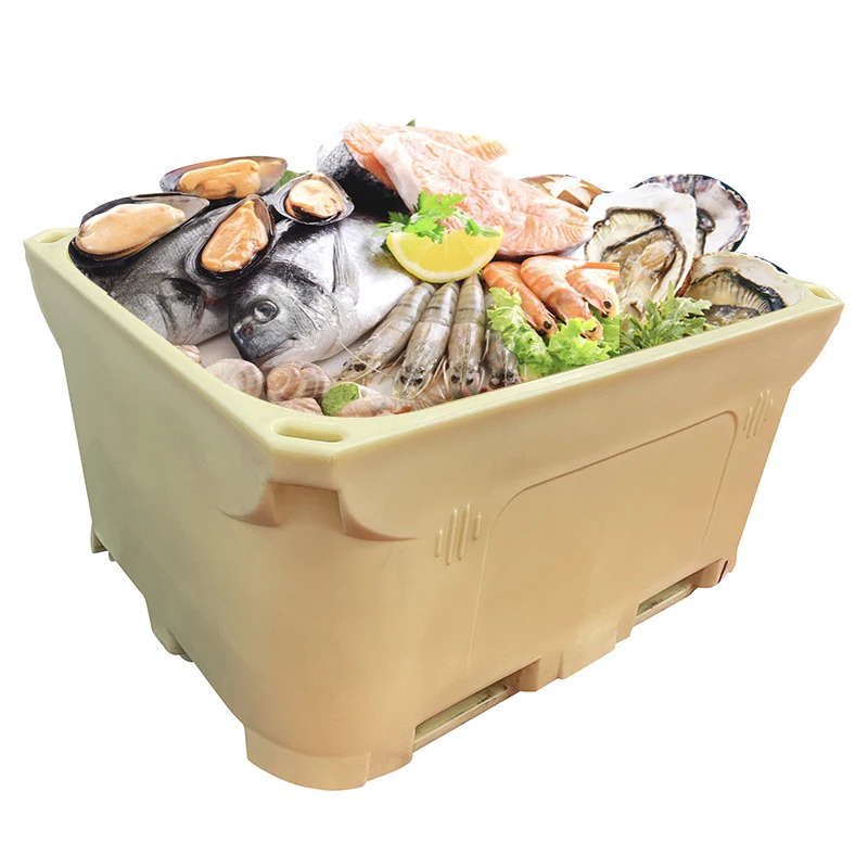 heavy duty 660l rotomold large lldpe double wall insulated fish tub for Food Transportation and Storage