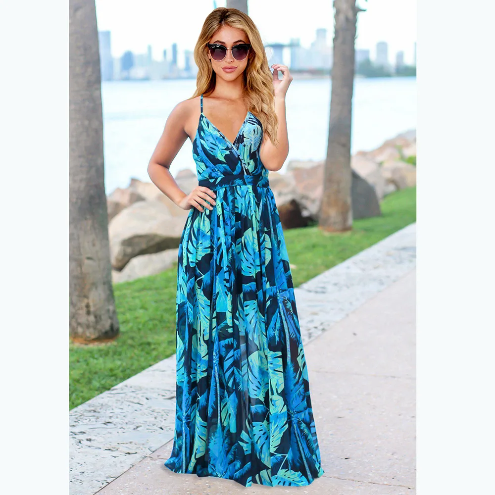 YouLoveIt Women Boho Maxi Dress Floral Dress Beach Flowy Embroidery Long  Dress Summer Spaghetti Straps Floral Maxi Dress, Maxi Flower Dress