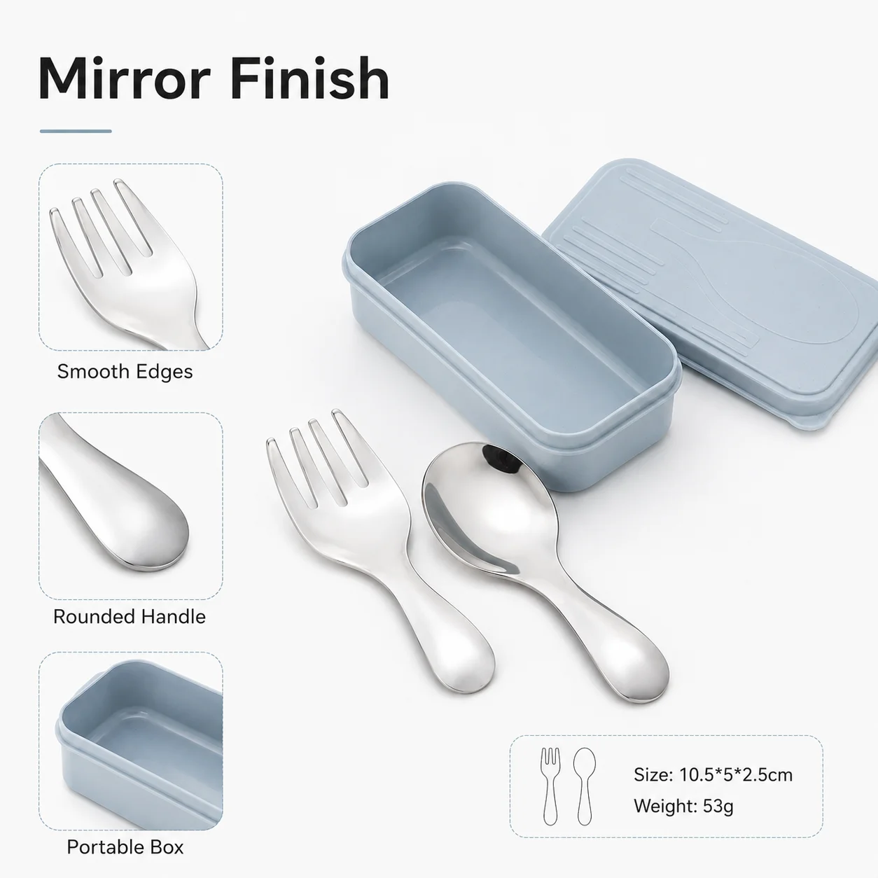 Portable Stainless Steel Spoon Fork Set with Travel Case for Lunch Box Camping School Outdoor Cutlery Set