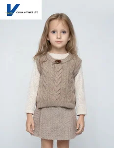 China V-Times 2026 Girls' Casual Autumn Knitted Vest New Baby Fashion Children's Insbobo Knitwear Sweater