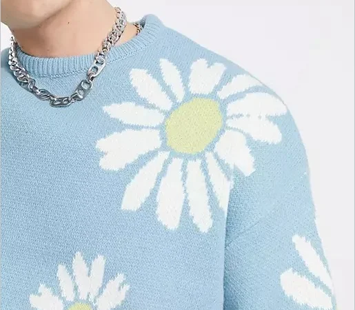 Mens Flower Sweater, Pullover Sweater