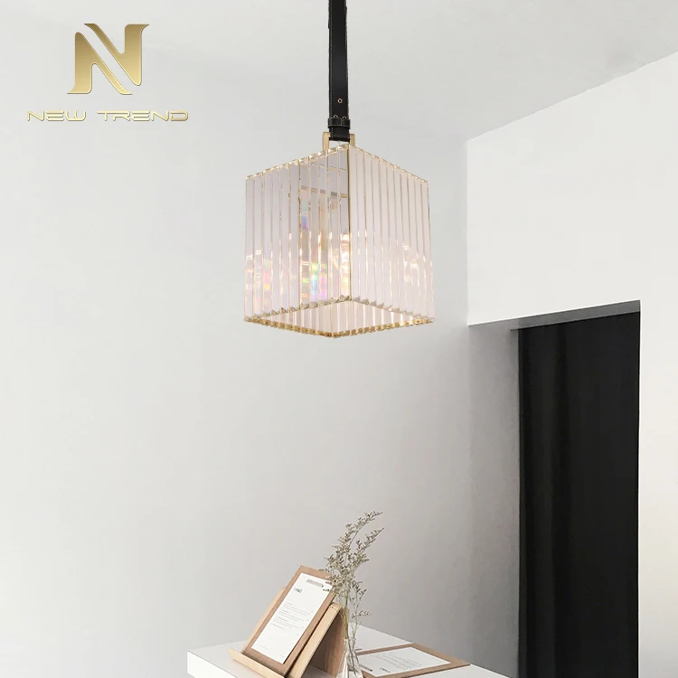 PYM2010 Simple Style Indoor Decoration Hanging Lighting Square Frame Crystal Led Pendant Light  