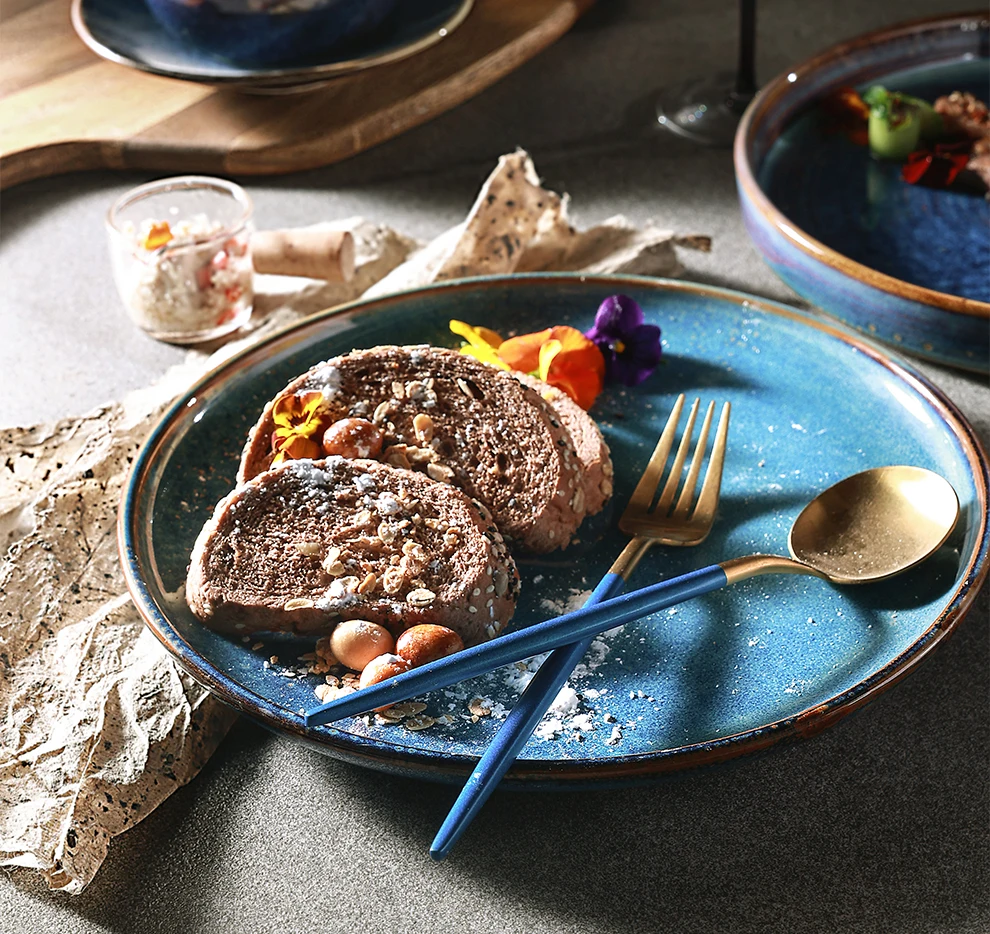 Ceramic Plato Vajilla Assiette Blue Reactive Vaisselle Crockery