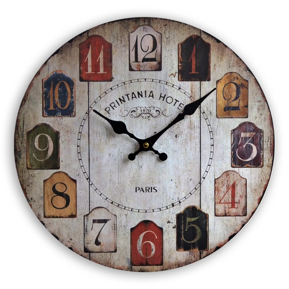Reloj de pared de estilo campestre, redondo, personalizado, de