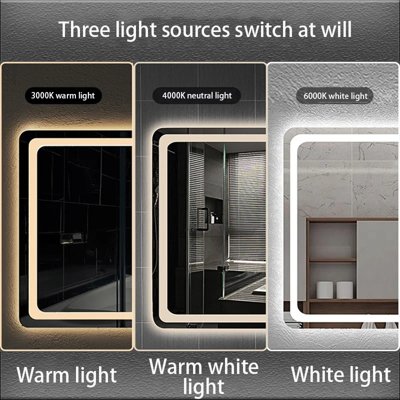 Modern style waterproof time display touch switch screen rectangle intelligent wall mounted led mirror smart supplier