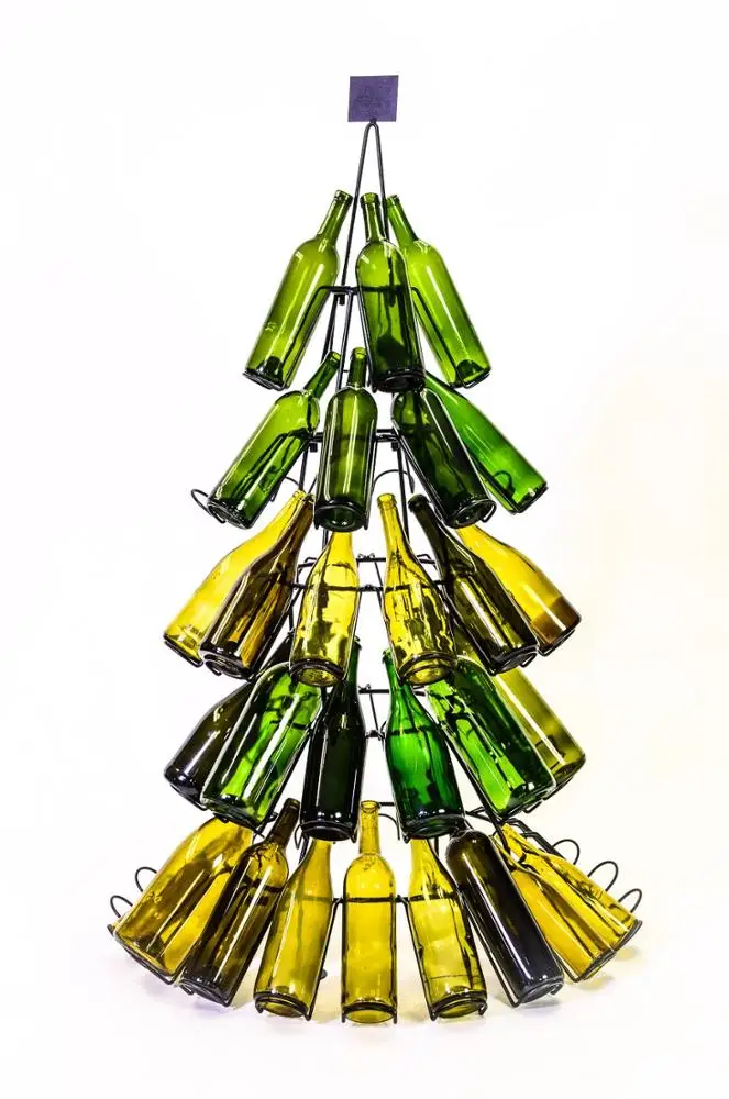 ミンハウの大きなスタンド式ワインラック - 5層黒メタルクリスマス